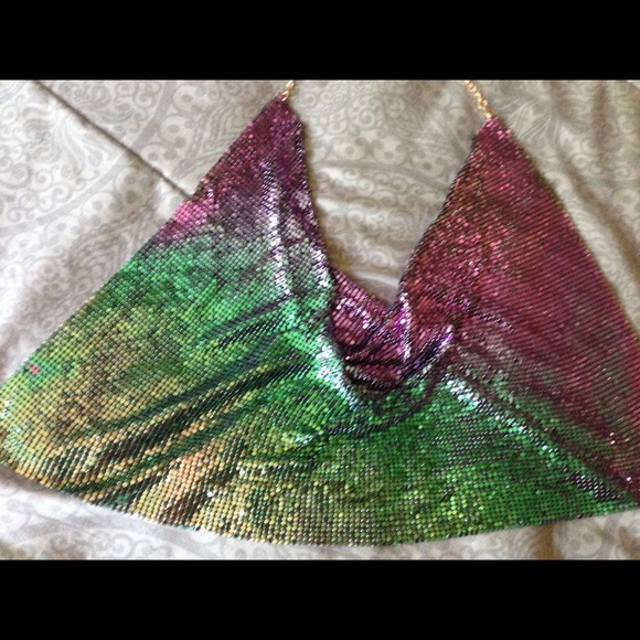 NWOT Metallic Iridescent Crop Top Hologram Sequin - Picture 5 of 8